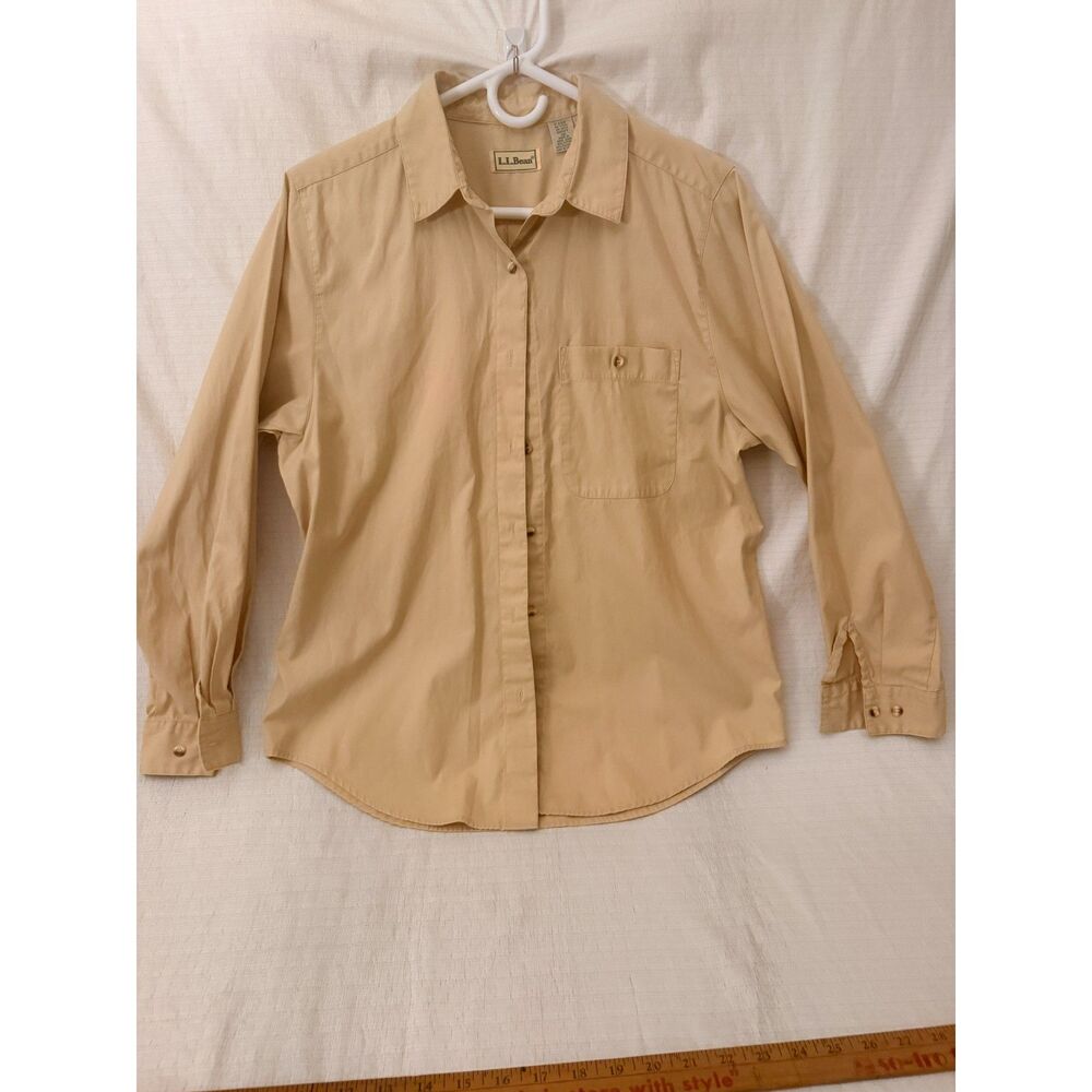 Vintage LL Bean Women's Button-up Long-Sleeve Shirt-Size 10